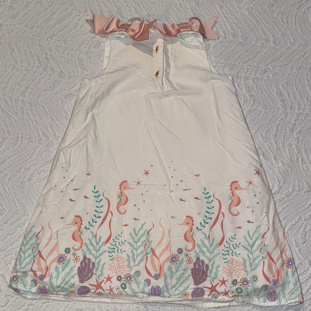Catherine Malandrino White Dress with Coral and Seahorse Design EUC 3T - Picture 6 of 6